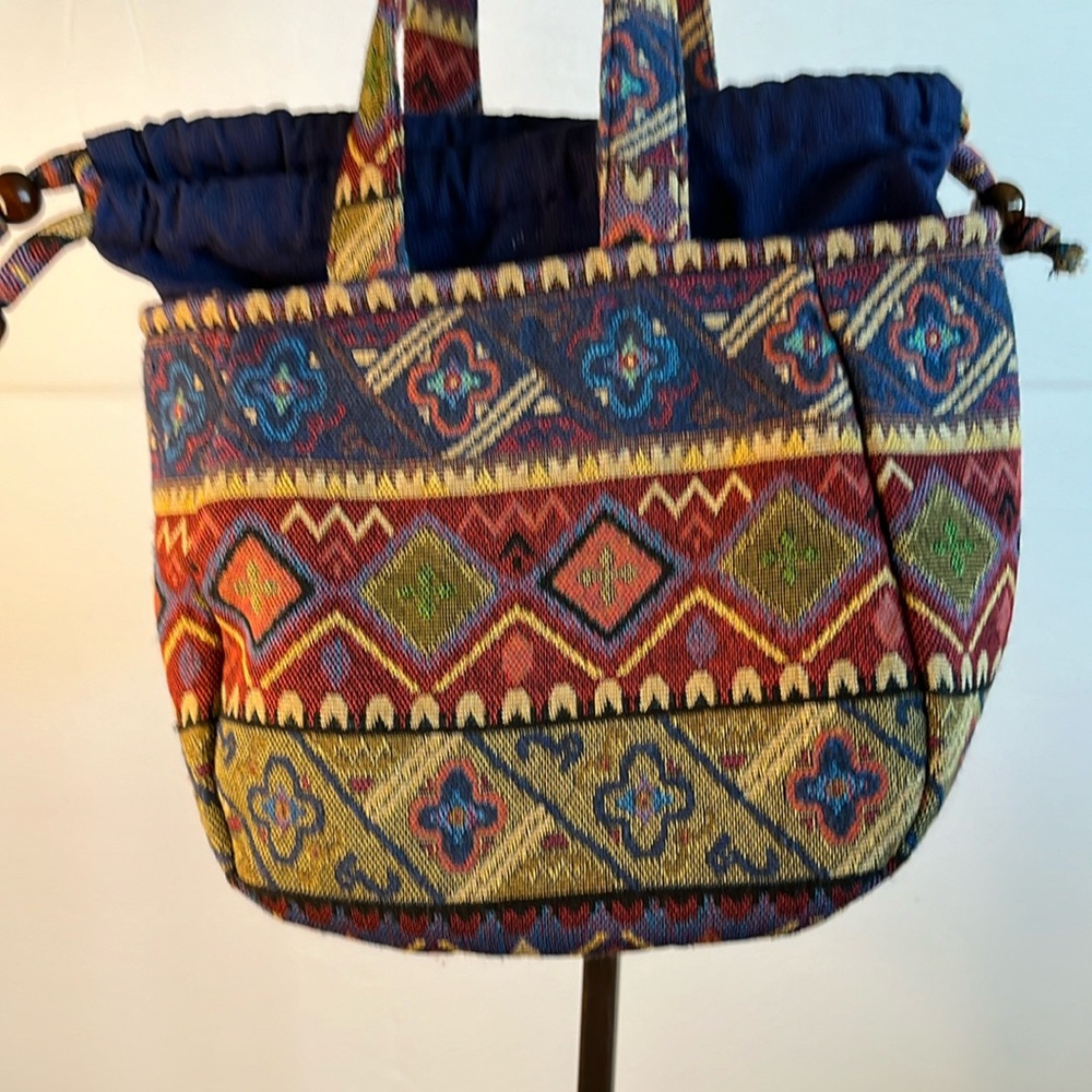 Boho Bag Multi Colored Inner Drawstring Closure - image 1